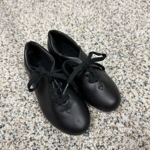 Capezio Black Leather Dance Tap Shoes Girls 12 Cg17c Teletone Tap